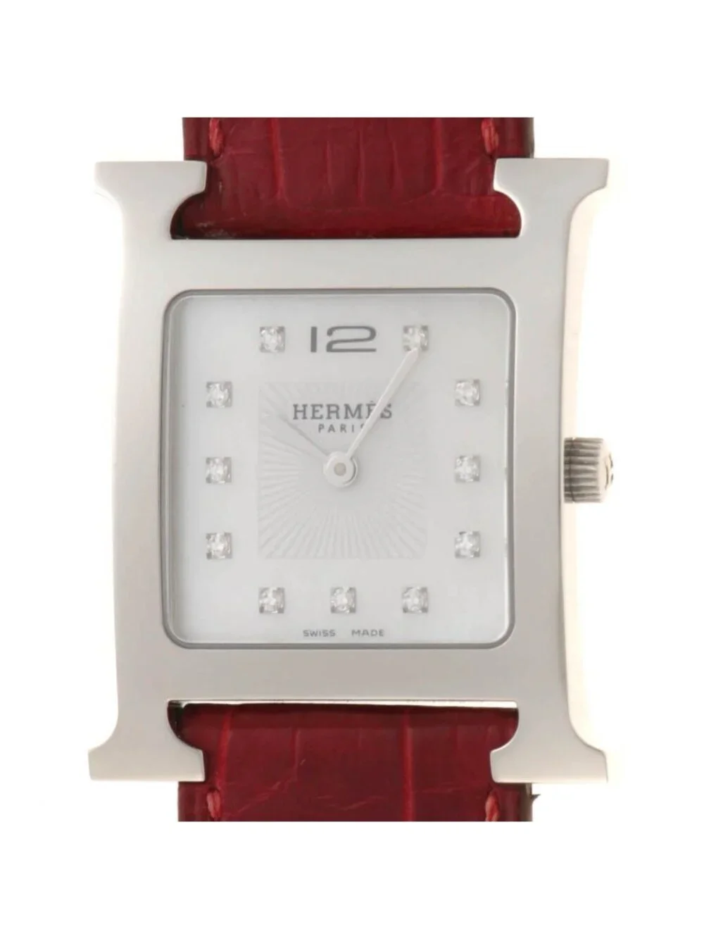 Hermes H Watch Stainless Steel White Shell
